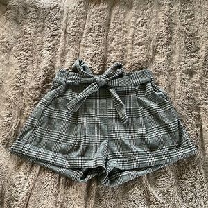 Cute soft plaid shorts with tie waist